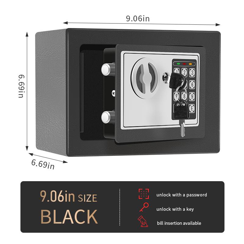 Stöldskyddande elektroniskt kassaskåp för kontanter och värdesaker